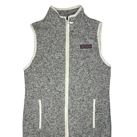 Vineyard Vines Sweater Fleece Zip-Up Vest in Heather Grey Size XS - Picture 5 of 7